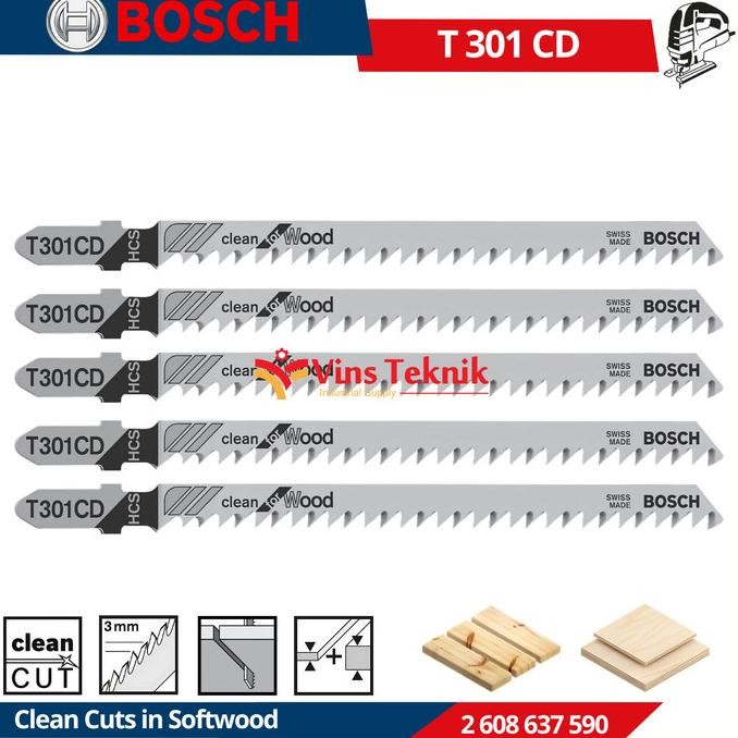 MATA GERGAJI KAYU JIGSAW CLEAN FOR WOOD T301CD BOSCH T 301 CD