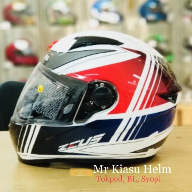 Sale Termurah Zeus 811 White J20 Blue Red Putih Biru Merah Helm Fullface Xl