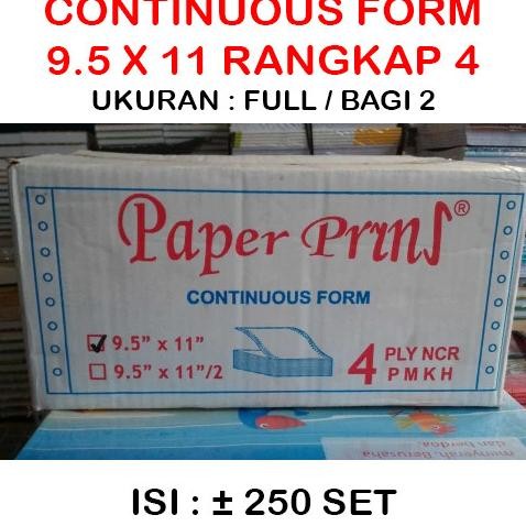 

TERMURAH - Continuous Form Merk Paper Print 9.5 x 11/2 Rangkap 4