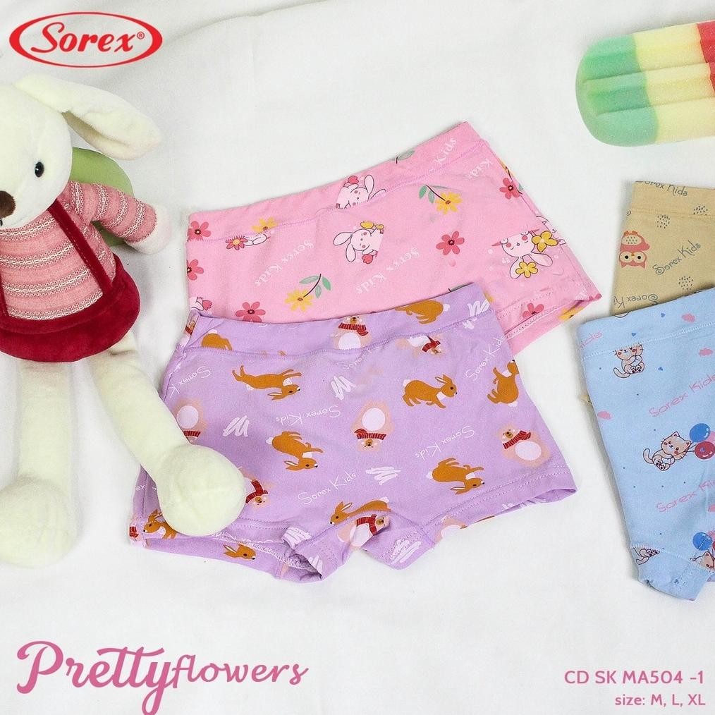 [ 6 Pcs ] Cd Sorex 504 ( 2-7 Tahun ) Celana Dalam Anak Perempuan Cewe M-Xl Motif Full Print