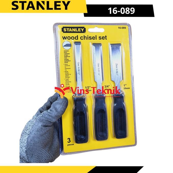 Promo Stanley Basic Wood Chisel Set Pahat Kayu 3 Pcs Stanley 16-089