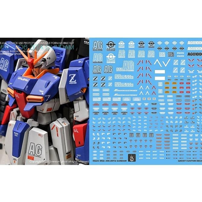 Promo HG ZETA GUNDAM WATER DECAL GHOST CUSTOM DECAL COD