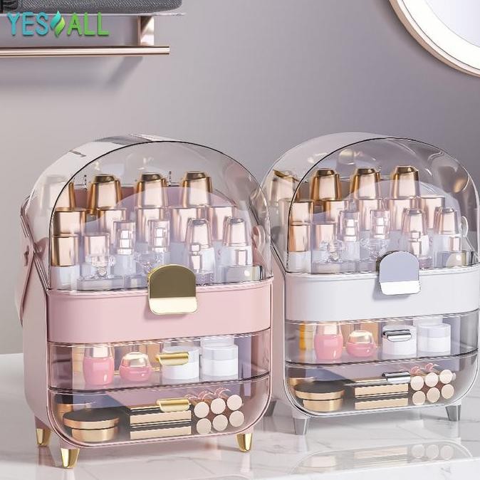 YESALL Rak Skincare Portable Aesthetic Anti Debu Serbaguna - Rak Makeup Kosmetik Estetik Transparan 