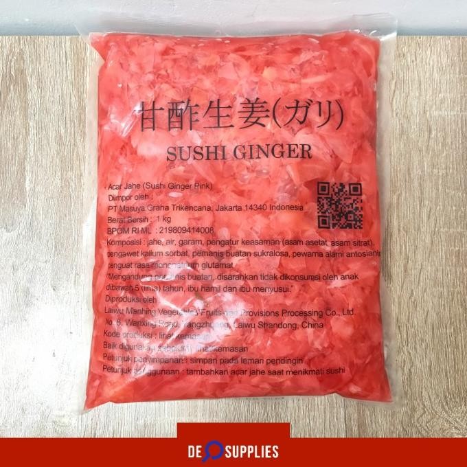 

Sushi Gari Pink 1kg - Acar Jahe Pickled Sushi Ginger Pink Shoga Asinan murah