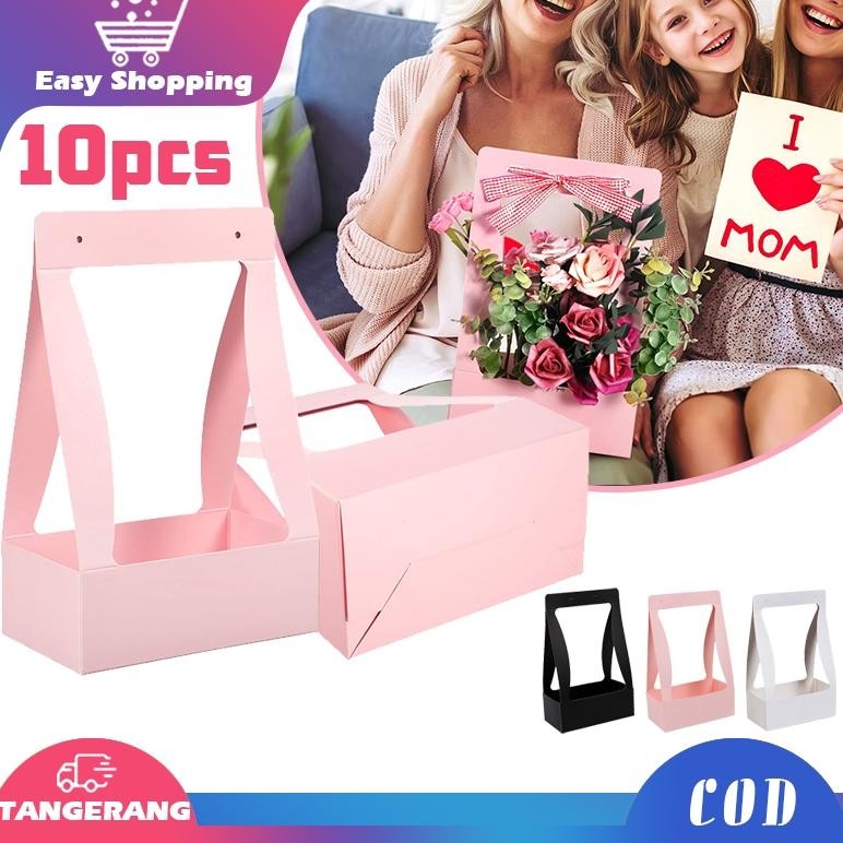 

se-7 10pcs Flower Box DIY Kotak Bunga Kotak Tenteng Bunga Portable Tas Bunga Tenteng Kotak Tenteng Bunga Terlaris