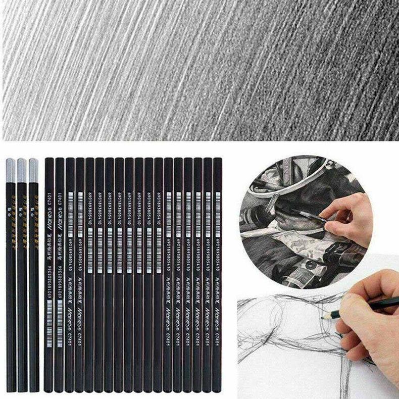 

dg-78 29pcs Drawing Pencil Set/Pensil Gambar Sketsa Pisau Penghapus-Dengan Pouch Serut Premium