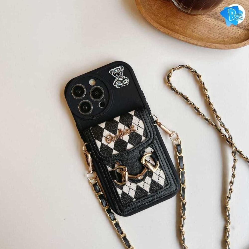 GB29 GC32 SOFTCASE SILIKON TALI DOMPET CASING RANTAI 3D FOR IPHONE 6 6+ 7 8 7+ 8+ X XS XR 11 12 13 1