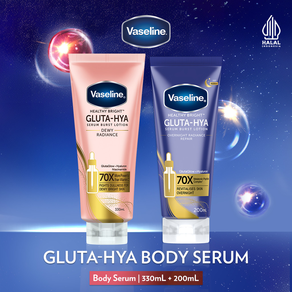 Vaseline Gluta Hya Dewy Radiance 330ml + Vaseline Gluta Hya Overnight 200ml