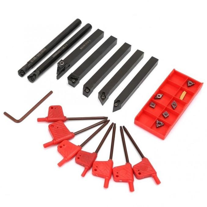 Pahat Bubut Set 7 Pahat Bubut Luar Dan Dalam 12 Mm Boring Holder Bubut