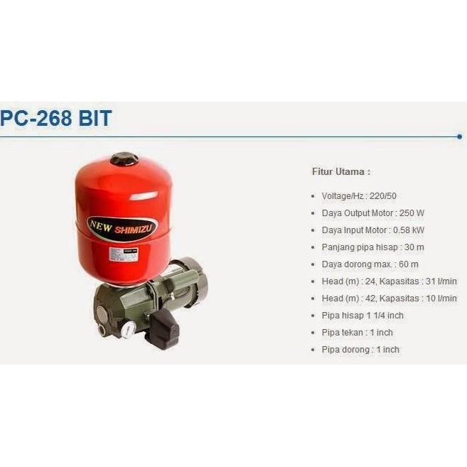 Mesin Pompa Air Jet Pump Shimizu PC 268 BIT Otomatis Garansi Resmi PC268BIT