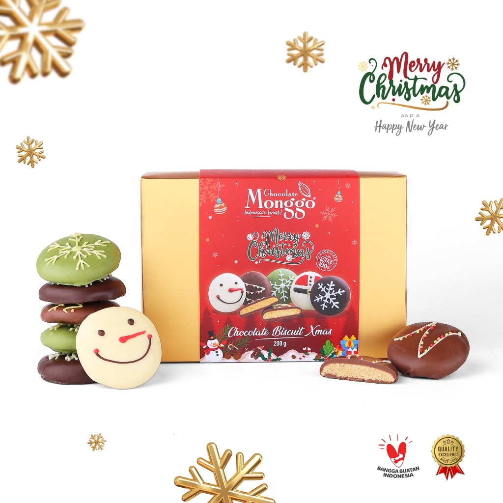 

Chocolate Monggo| Christmas Biscuit Coklat 12 pcs 200g | Cokelat Cemilan