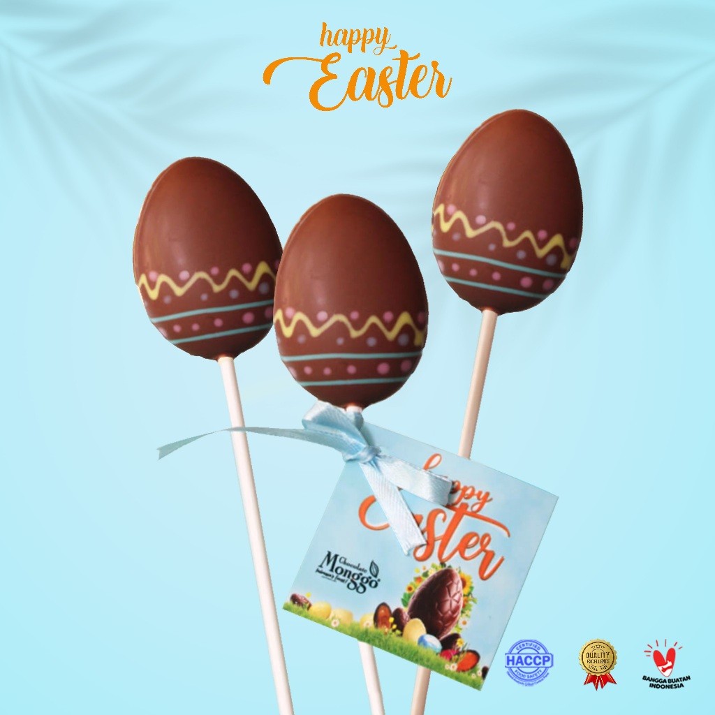 

Chocolate Monggo | Lolipop Chocolate Easter Eggs 3x17gr | Cokelat Paskah | Telur coklat Anak