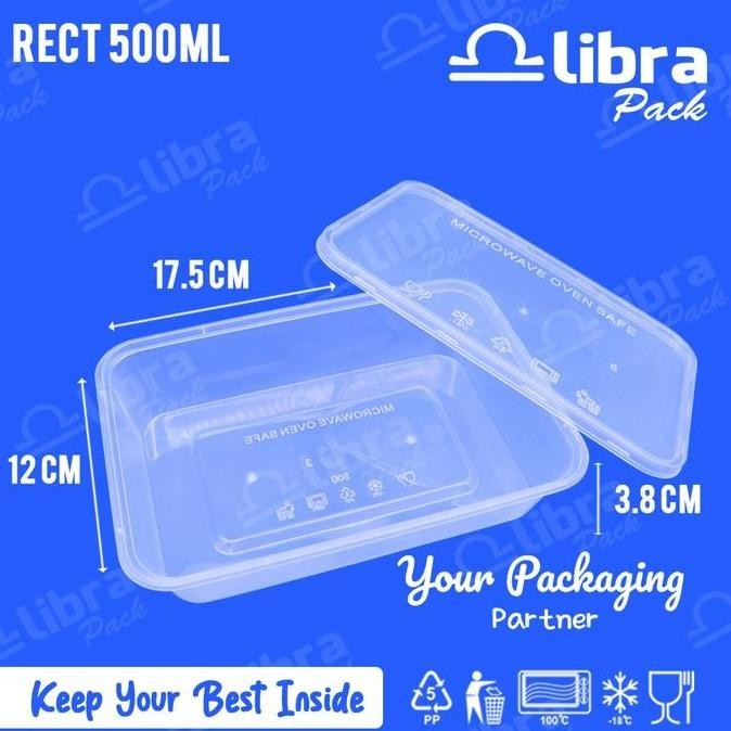 (Good) Kotak makan anti pecah tepak plastik tahan safe microwave thinwall klir lunch box 500ml recta