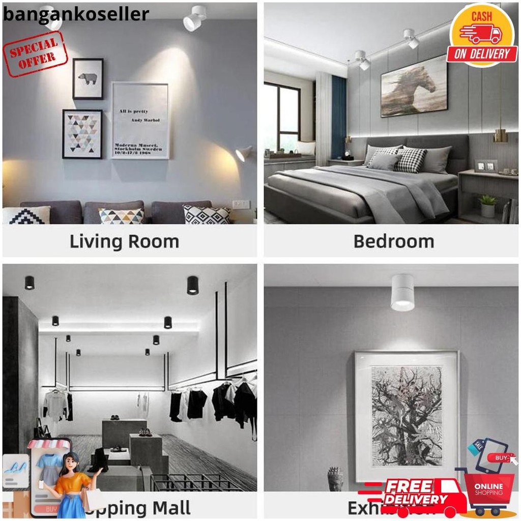Lampu Led Sorot Foldable Downlight 3 Warna Spotlight Adjustable Lampu Hias Ruang Tamu Super Terang L