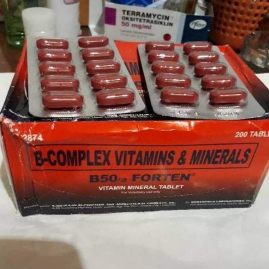 Is75 B-COMPLEX B50 B 50 FORTEN 1 STRIP VITAMIN AND MINERAL OBAT AYAM ADUAN BURUNG UNGGAS MEMENUHI KE