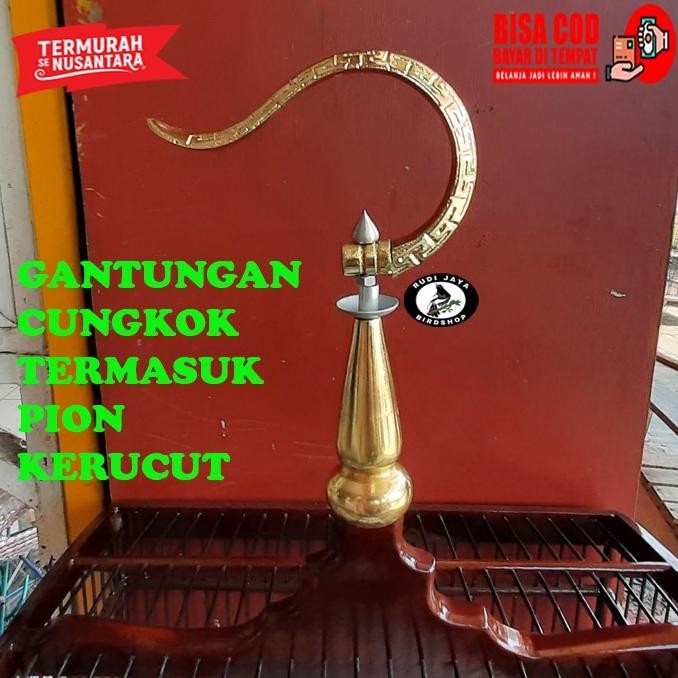 fx-4 Gantungan Lipat Cungkok Lengkap Pion Kerucut Warna Gold Silver Untuk Cantolan Sangkar Burung Mu