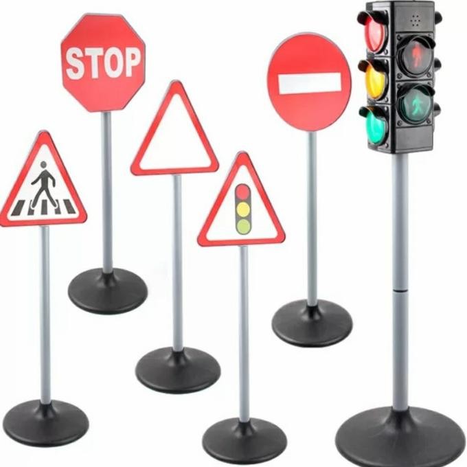 Traffic Light Mainan Anak Lampu Merah Traffic Sign Rambu Lalu Lintas New Stok