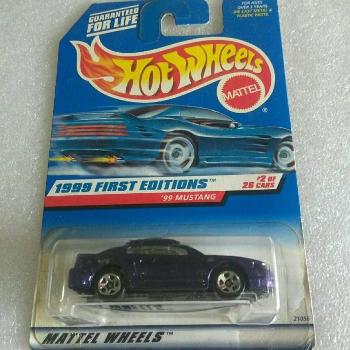 Hot Wheels 99 Mustang. Ford Mustang. US Card 1999 First Editions. Biru