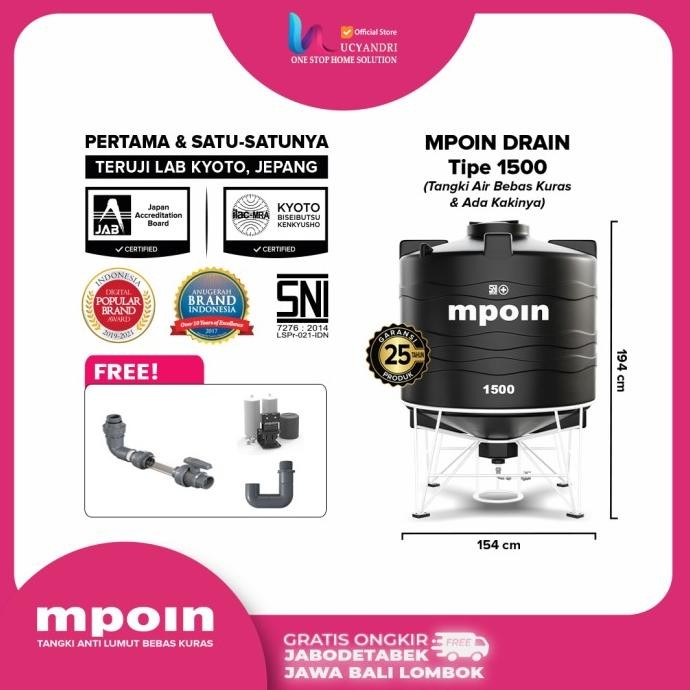 Diskon Tangki Air Mpoin 1600 Drain Toren Tandon Tanki 1500 Liter Mpoin Plus