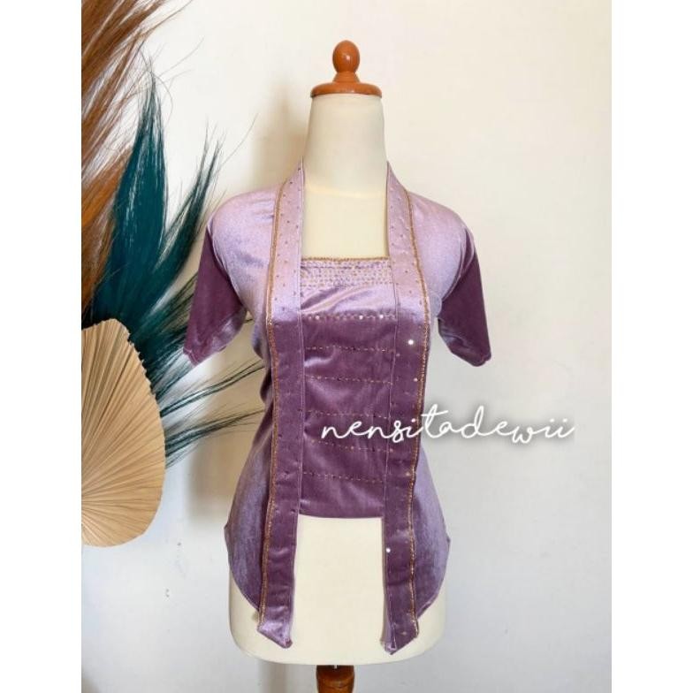 Diskon Kebaya Lengan Pendek - Payet, Model Kutubaru | Warna Ungu Taro Murah