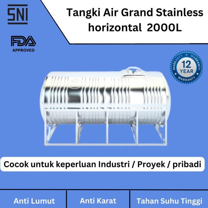 Diskon Tangki Tandon Toren Air Tedmond Grand Stainless 2000 L Horizontal