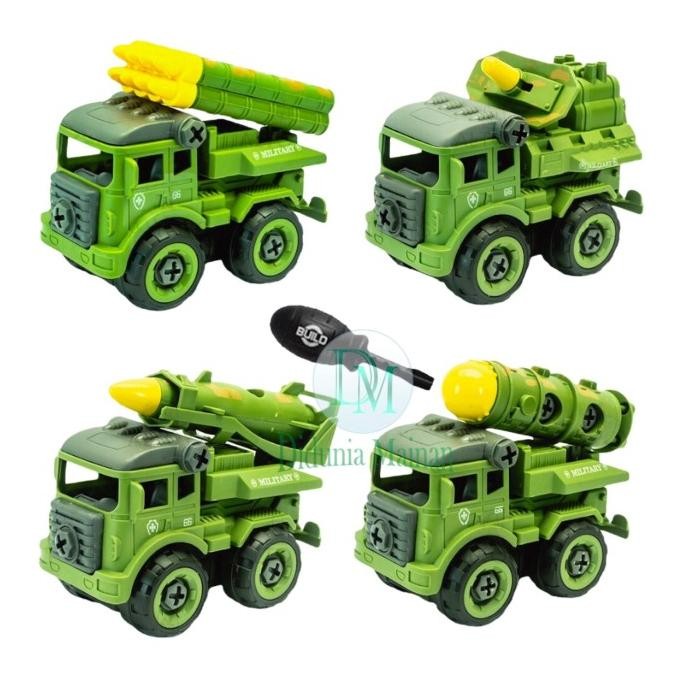 mainan edukasi anak mobil militer engineering truck diy army military