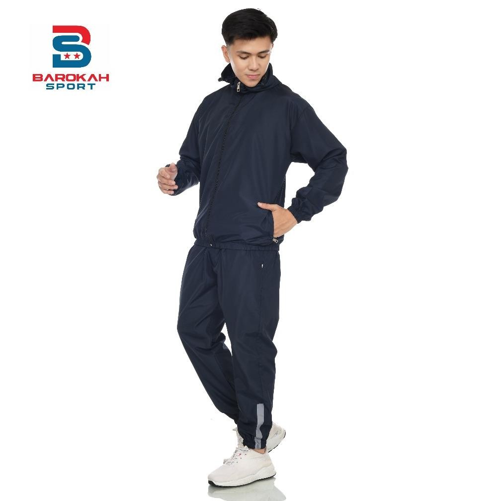 Un04 oneset jaket celana olahraga parasut jaket sauna suit running setelan olahraga parasut jogging 