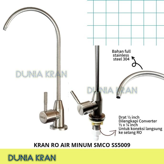 KRAN RO AIR MINUM STAINLESS 304 REVERSE OSMOSIS DRINKING FAUCET SMCO SS5009