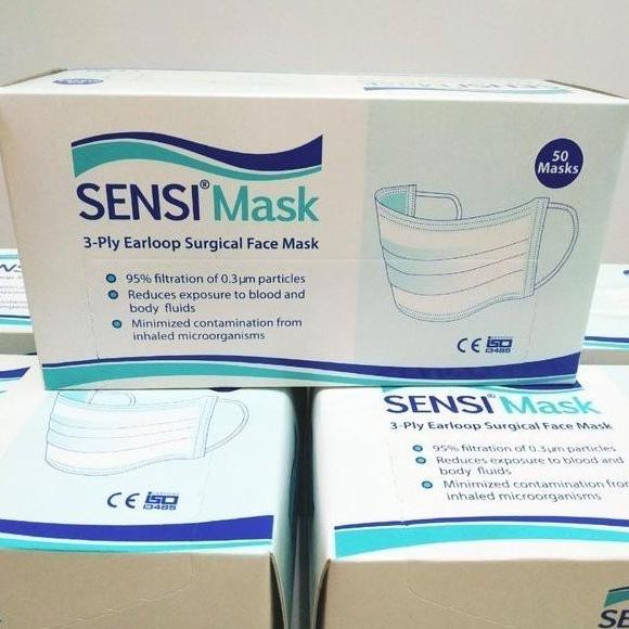 Grosir Sensi Mask Earloop 3Ply  / Masker Sensi  3Ply / Masker Earloop Isi 50