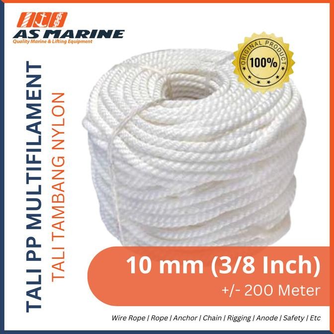 

Tali Tambang Nylon / Tali Nilon / Tali Plastik Pp Multifilament 10 Mm New Stok