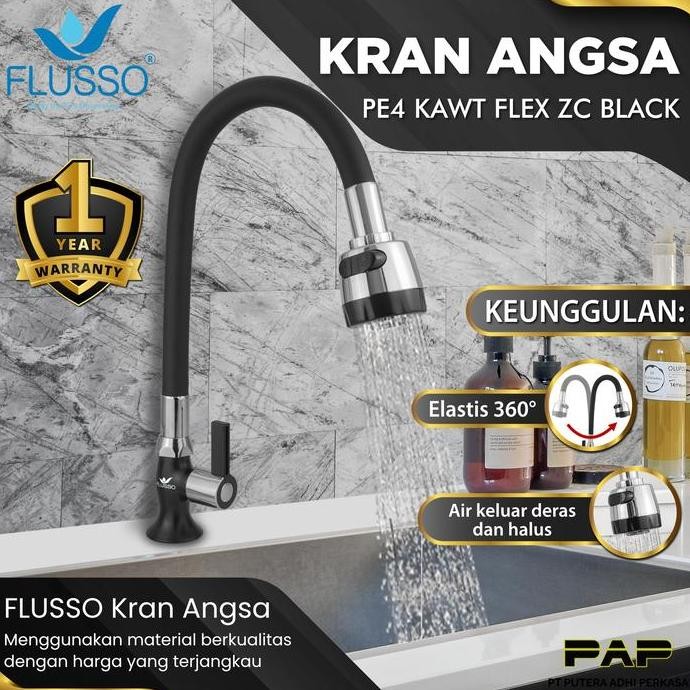 Flusso Kran Cuci Piring Flexible / Kran Wastafel Sink / Kran Air 1/2 Inch / Keran Air Flusso 860 New
