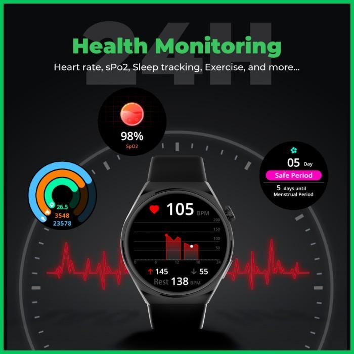 Black Shark S1 Smartwatch Amoled Display 100+ Sports Modes Blackshark Original Dan Terpercaya