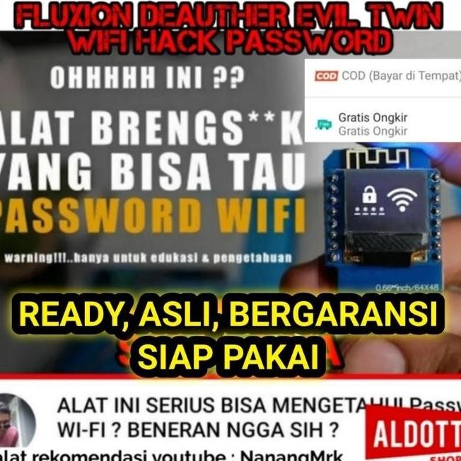 Mini Oled Fluxion Portable Deauther Evil Twin Hack Wifi Bobol Password Siap Pakai Alat Rekomendasi M