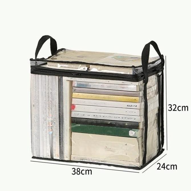 

Tas Pengatur Buku/ Visible Book Storage Transparan Storage Box with Zipper/ Organizer Tahan Air Tas Dokumen Storage Box Kotak