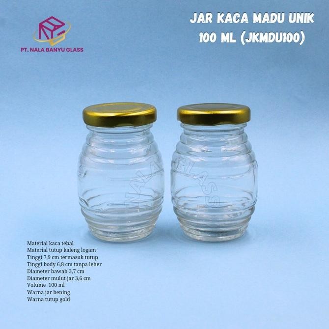 (Good) JKMDU100 jar kaca madu 100ml / tempat madu/toples kaca madu/botol madu