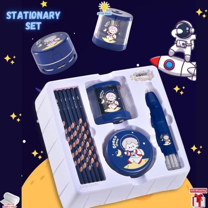 

Stationary Elektrik Otomatis Set Alat Tulis Electric Rautan Penghapus Vacuum Pembersih Debu Pensil Stationery Aesthetic Set / Gift Hadiah Hampers Anak Ulang Tahun Goodie Bag Perlengkapan Belajar Sekolah Edukasi [terbaik]
