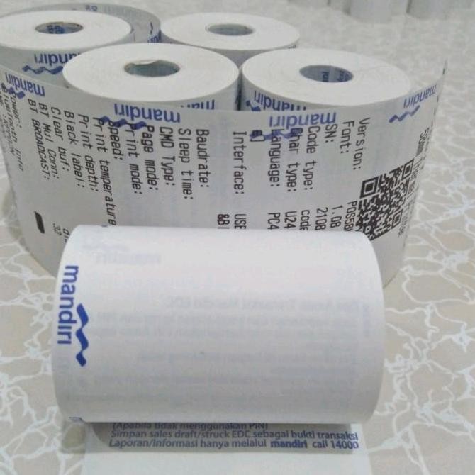 

10 Roll Kertas Thermal 58x40mm Logo Bank Mandiri EDC Bluetooth bri link murah