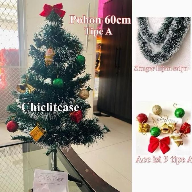 Promo Pohon Natal 60 Cm 90 Cm/Paket Pohon Natal 60 Cm/Dekorasi Pohon Natal Meja/Dekorasi Natal