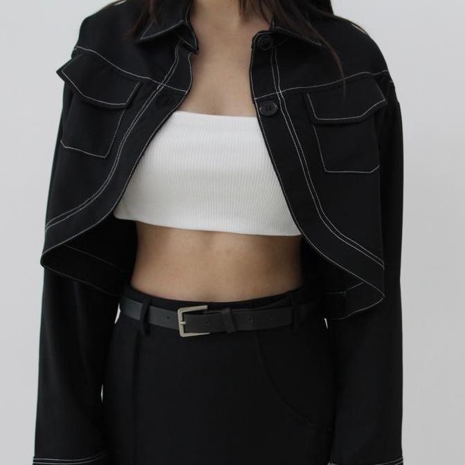 Grosir Demi Crop Blazer - Atasan Crop Outer Blazer Wanita Luaran Top Murah Baju Lengan Tangan Panjan
