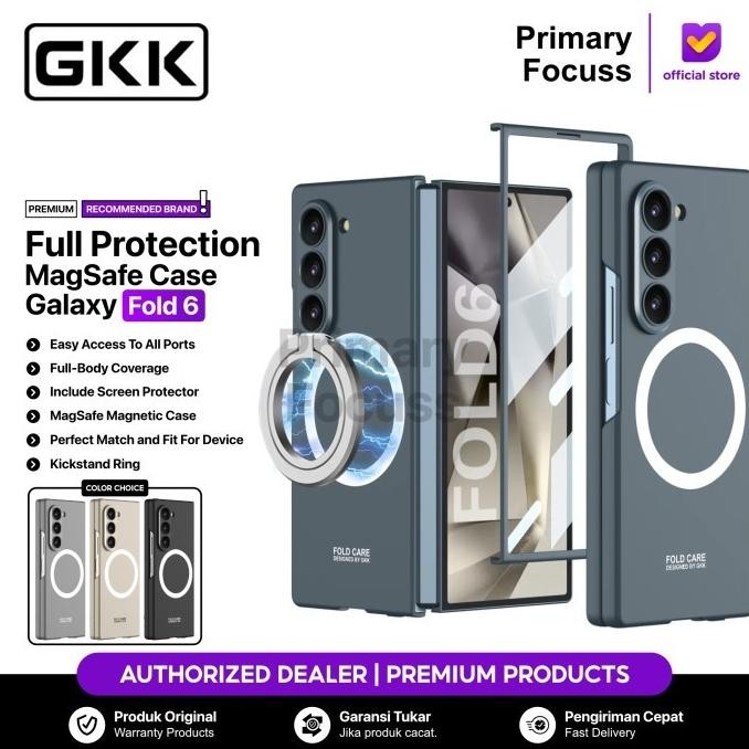 GKK Case Z Fold 6 Fold6 GKK Ultra Thin PC Ring Magsafe Magnetic Rotating Stand Screen Cover - Primar