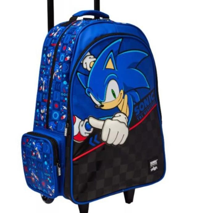 Smiggle trolley Sonic Backpack/ Tas koper Anak /Tas Roda Sekolah/kado