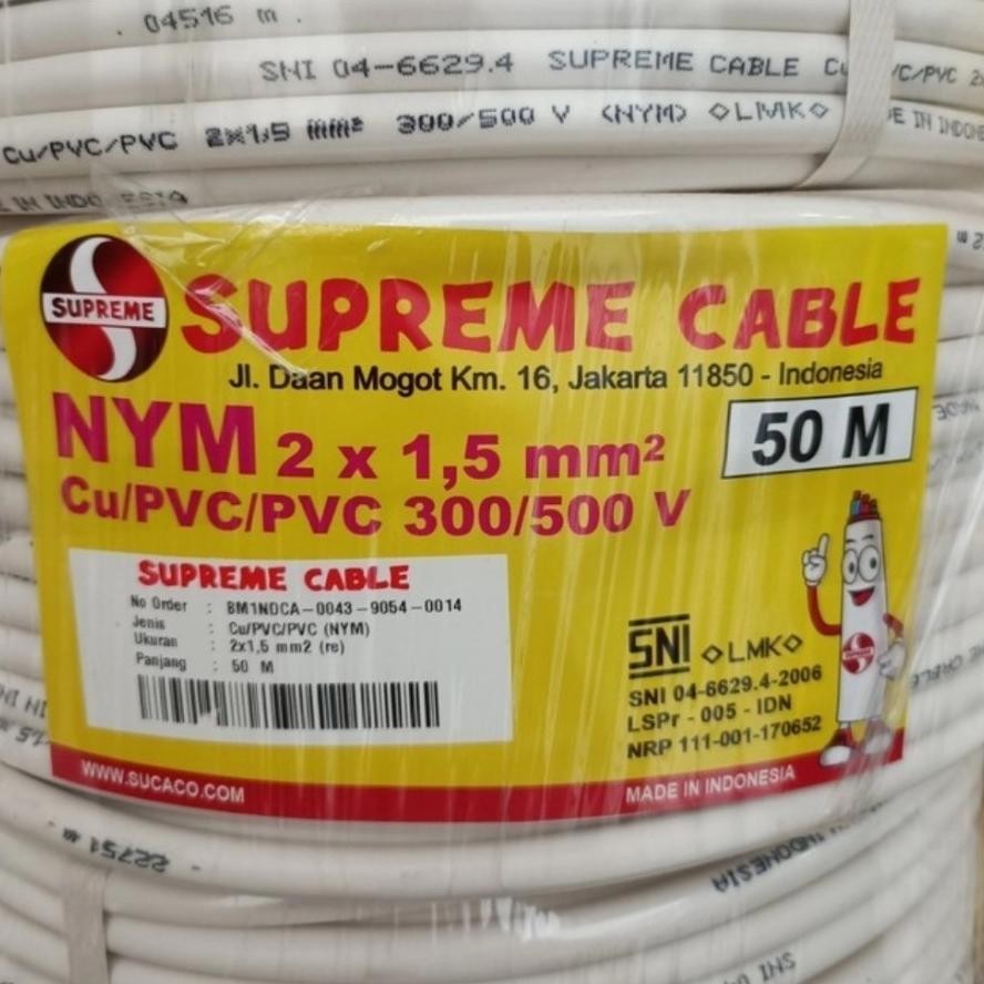 Kabel Listrik NYM Supreme 2x1.5 50MTR ROLL Kabel Supreme NYM 2x1,5 50 Meter Per ROLL
