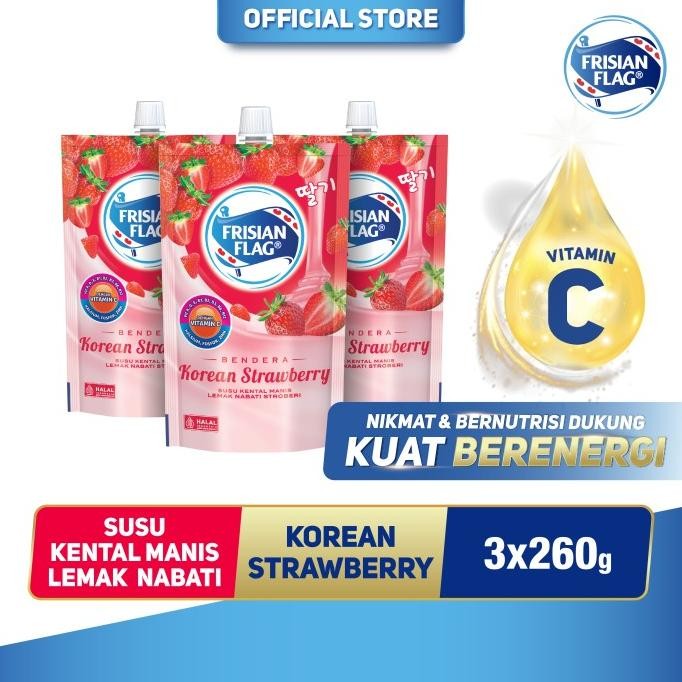 

|| FARISMAL / Frisian Flag Bendera Kental Manis Korean Strawberry Pouch 260g [3 pcs] ||~~~