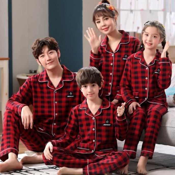 SETELAN PIYAMA SET BAJU TIDUR COUPLE FAMILY SET KELUARGA KEMBAR SEKELUARGA IMPORT PP PASANGAN LENGAN