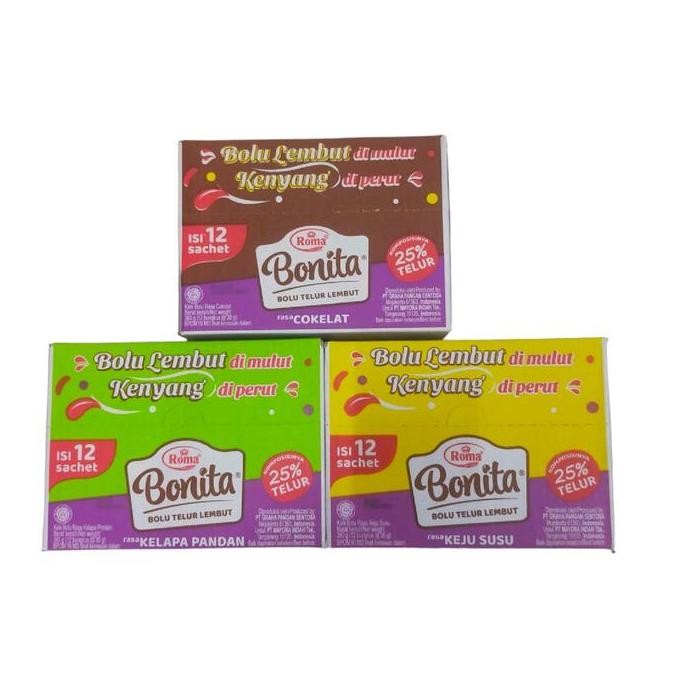 

Roma Bonita Bolu Telur All Varian 1 Box isi 12 pcs Food murah