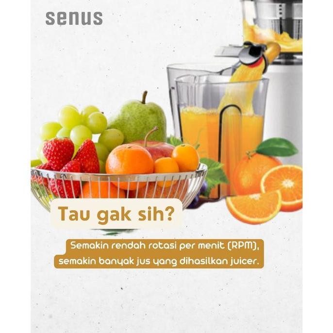 Murah Senus Slow Juicer Pro 240W - Pengekstrak Buah 95% Tanpa Ampas  Mudah Dibersihkan Mesin