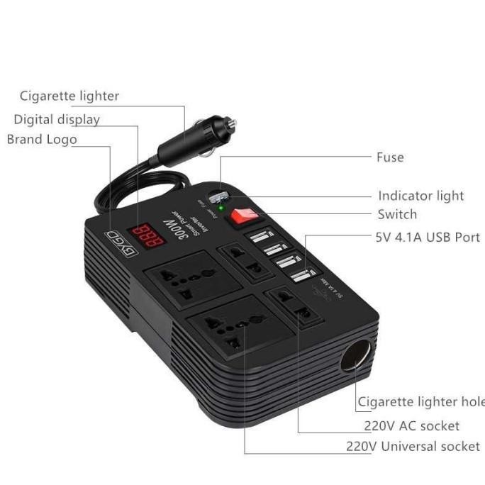 

Murah Konektor Colokan Mobil Ke Listrik Dc 12V-Ac 220V Daya Puncak 300 Watt