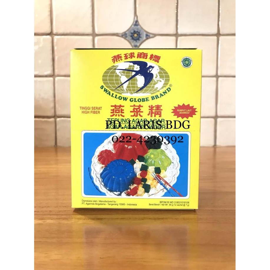 

AGAR AGAR POWDER SWALLOW GLOBE PUTIH 12x7GR murah