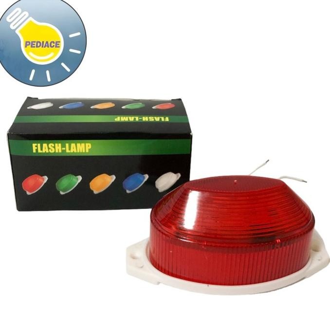 Lampu Blitz Strobe Oval Flash Lamp 220V Lampu Kedap Kedip - Merah
