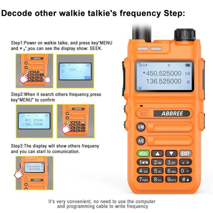 Promo Ht Abbree Ar-F5 Walkie Talkie Full Band 128Ch Wireless Copy Frequency